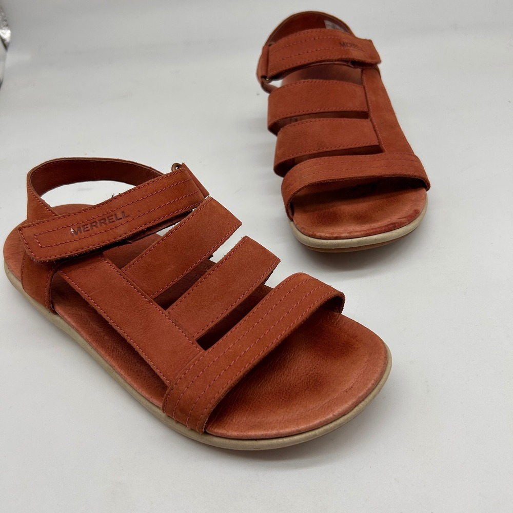 Merrell Kalari Lore‎ Womens 6 Rust Red Leather Strappy Comfort Sandals